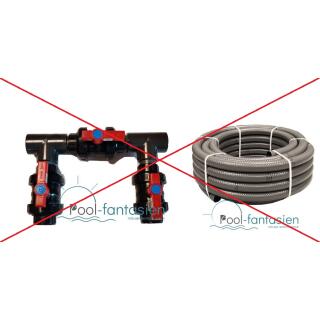 Bypass für Wärmepumpen/ Inverter  mit 4 x Ø 38 + 6m Schlauch blau